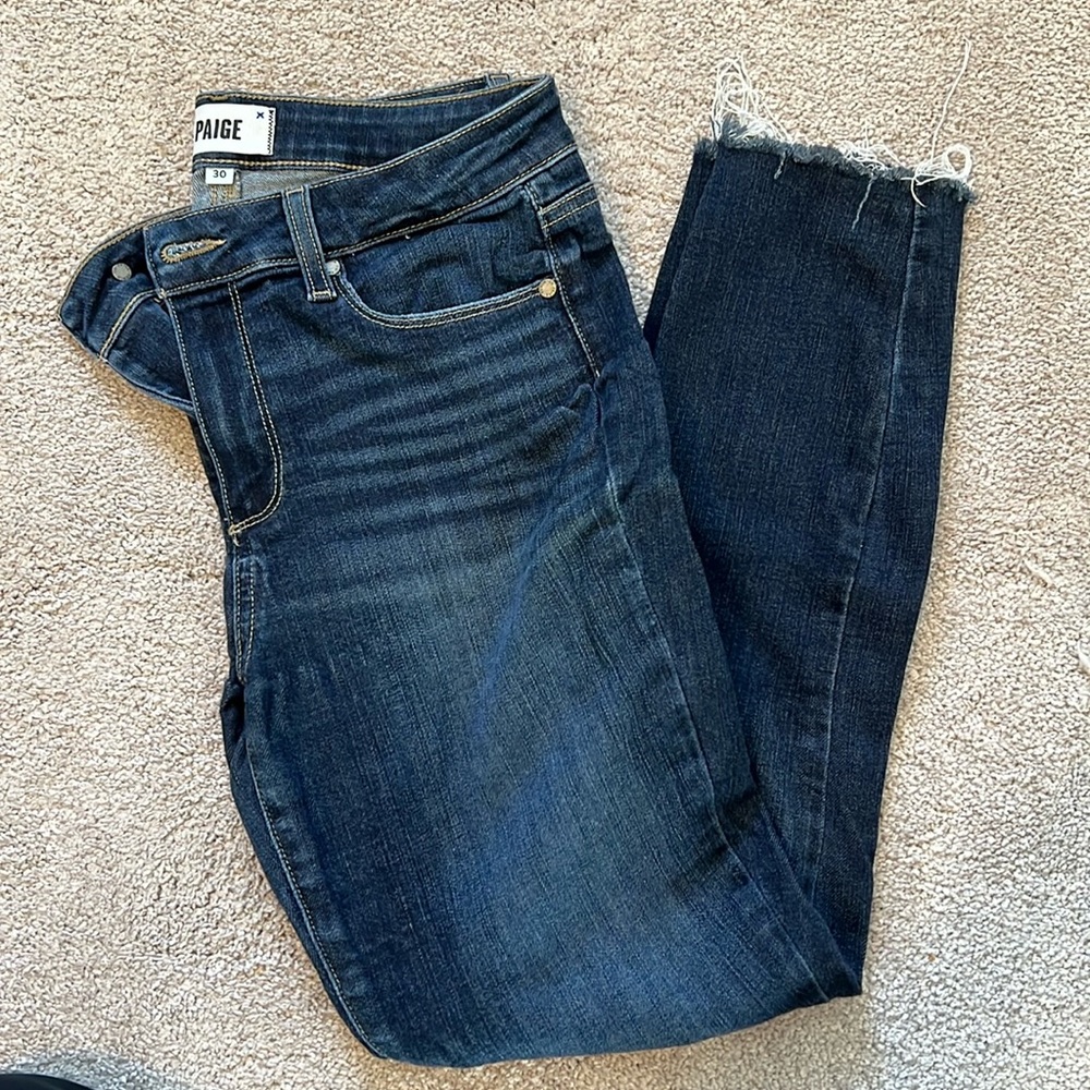 Paige vertigo ankle frayed jeans